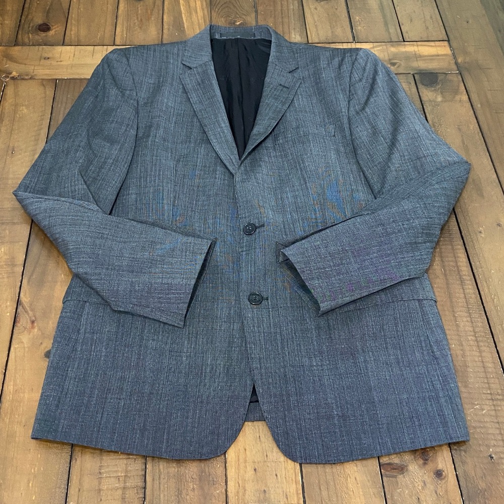 Versace Collection Mens Grey Textured Two Button Blazer Sport Coat V100S98 Sz 50